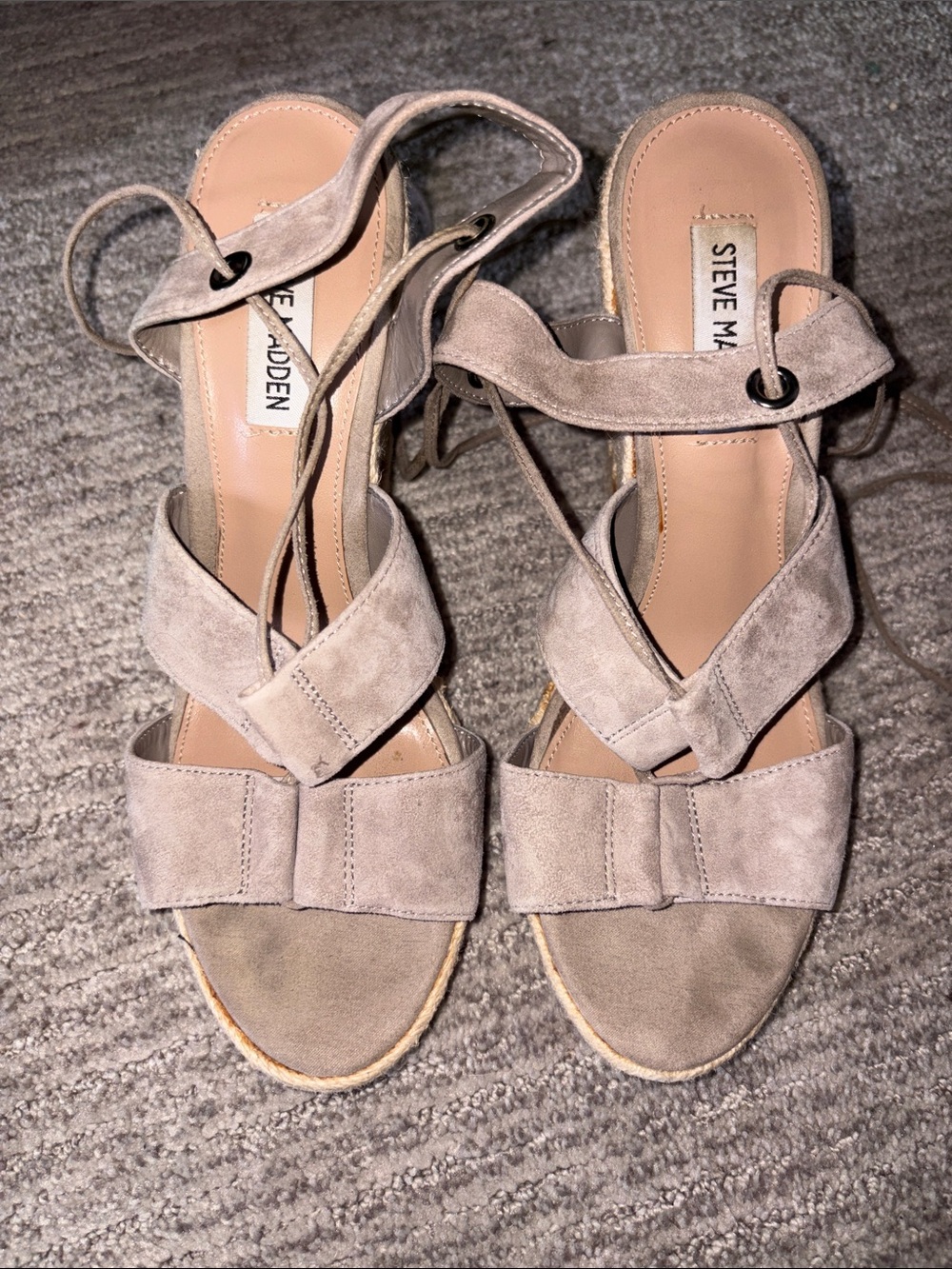 Steve Madden Taupe Suede Lace-Up Sandals